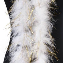 2Yards Fluffy White Marabou Boa With Gold Wire Clothing Sewing Crafts Turkey Feathers Boas Ribbon Wedding Party Decoration 2024 - compre barato