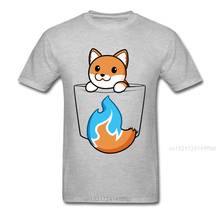 Pocket Fox Tops Tees T-shirts Slim Fit Male T Shirts Men Tshirt Crew Neck Custom Clothes Short Sleeve Cotton Grey Sweaters Cute 2024 - buy cheap