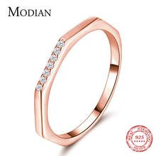 Modian-Anillo de dedo de Plata de Ley 925 auténtica para mujer, joyería fina hexagonal de moda, anillos clásicos apilables para mujer, joyería de aniversario 2024 - compra barato