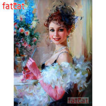 FATCAT-pintura de diamante 5d DIY "mujer Noble", cuadrados o redondos de imitación bordado de diamantes, mosaico de chica abstracta, costura AE1454 2024 - compra barato