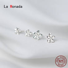 Pendientes de plata de ley 925 con diseño de flor para mujer, joyería fina minimalista, cierre de tuerca, estilo coreano, 925 2024 - compra barato