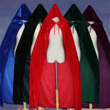 Halloween Costumes for Women Men Fancy Cloak Velvet Hooded Adult Witch Long Purple Green Red Black Halloween Cloaks Hood   Capes 2024 - buy cheap