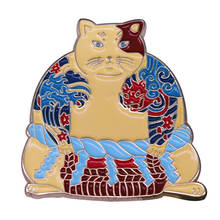 Брошь Sumo yakuza, модная тату-шпилька с подвеской «Кот», вдохновленная японскими шикарными куртками и рюкзаком 2024 - купить недорого