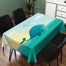 Mantel de mesa con diseño de ballena, mantel impermeable de lino, a la moda, para decoración del hogar, para mesa de escritorio de ordenador 2024 - compra barato