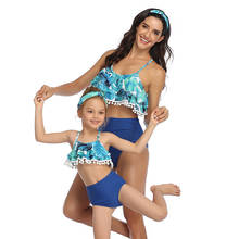 2020 sexy biquíni família combinando maiô de cintura alta duas peças feminino criança menina maiô maillot de bain feminino 2024 - compre barato