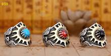 100%925 Sterling Silver Trendy Male Personality Phoenix Sun Turquoise Onyx Thai Silver Retro Men's Open Ring 2024 - buy cheap