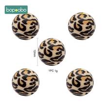 Bopoobo-Cuentas de silicona con estampado de leopardo, cuentas redondas de impresión de 12/15mm para manualidades, mordedor de grado alimenticio, mordedor seguro para bebé, 20 Uds. 2024 - compra barato