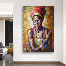 Carteles e impresiones de mujer negra africana, lienzo moderno, pintura de pared artística para sala de estar, retrato abstracto, decoración del hogar 2024 - compra barato