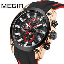 Megir relógio masculino de quartzo, cronógrafo de silicone, de marca de luxo, masculino 2024 - compre barato