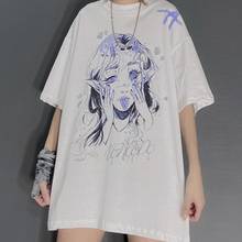 Camiseta punk feminina, t-shirt solta de manga curta para mulheres, de estilo hip hop, desenho animado, engraçada 2024 - compre barato