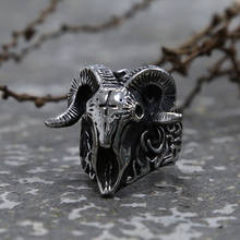 Anillo de acero inoxidable con diseño de demonio satánico para hombre, Sorath, Cráneo de cabra, Punk, Vintage 2024 - compra barato