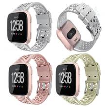 Pulseira respirável para fitbit, modelos versa/versa 2/lite, nova moda, substituição, silicone, porosa 2024 - compre barato