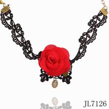 Gothic Black Beaded Red Flowers Sexy Lace Anklets Vintage Tassel Chain Women Steampunk Halloween Jewelry 2024 - buy cheap