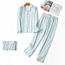Top Grace ropa de dormir conjunto de 100% de invierno de algodón de las mujeres pijamas de manga larga pantalones de camisa Casual de dibujos animados cálido mamá Casual Homewear 2024 - compra barato