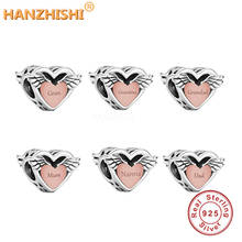 New 925 Sterling Silver Nanna Dad Grandma Grandad Mum Gran Heart Charms Beads Fits Original pan Bracelet DIY Jewelry Making 2024 - buy cheap