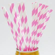 Canudos de papel listrado descartável para festa de casamento, 25 peças, evento para bebidas, estilo alimentar, canudos multi-coloridos, acessórios de bar 2024 - compre barato