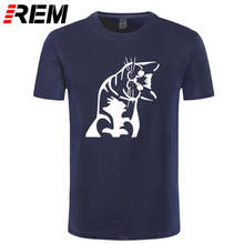REM-Camiseta de 100% de algodón para hombre, camisa holgada de manga corta para verano, Gato genial 2024 - compra barato