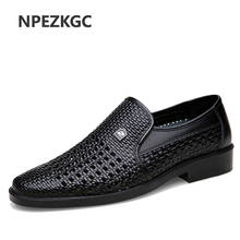 Luxury Brand Genuine Leather Fashion Men Business Dress Loafers Pointed Toe Black Shoes Oxford Breathable Formal Wedding Shoes 2024 - buy cheap