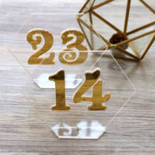 Hexagon Numbers Wedding Table Numbers ,Centerpieces Clear Acrylic Tags, acrylic table numbers,Gold Mirror Wedding Signs Number 2024 - buy cheap