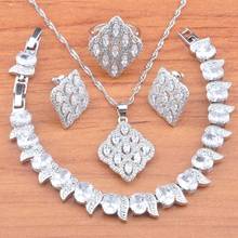 2022 New Silver Color Jewelry Sets For Women Birthday Gift White Zirconia Earrings Ring Pendant Bracelet set JS0734 2024 - buy cheap