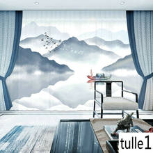 Mountains Floral Landscape Chinese Style 3D Customized Curtains Drape Panel Sheer Tulle Home Decoration Living Room Bedroom 2024 - buy cheap