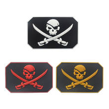 Skull Pirate PVC Patch Emblem Armband Badge Sword Freedom Military Decorative Appliques Embellishments Tactical Patches 2024 - buy cheap