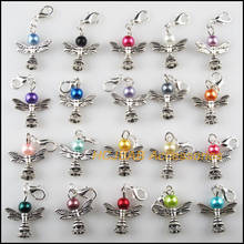 Fashion 20Pcs Tibetan Silver Tone Lotus Retro Mixed Ball Glass 20mm Angel With Lobster Claw Clasps Charms 2024 - buy cheap