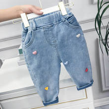 Amya bebê da criança da menina jeans cor azul primavera outono estilo coreano meninas denim calças casuais escola crianças jeans 2024 - compre barato