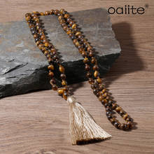 Oaiite 6mm tigre olho pedra mala colar mulher meditação borla colar atada grânulo yoga colar jóias 2024 - compre barato