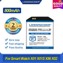 100% Original LOSONCOER 800mAh X86 Battery For Smart Watch X01 X01S X86 X02 PW306 A9 Plus 2024 - buy cheap