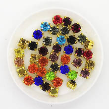 Piedras de cristal para coser, 5mm, 6mm, 8mm, chatones de cristal con garra dorada, ajuste ss28 en espiral, costura de cristal, mezcla de colores 2024 - compra barato