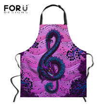 FORUESIGNS Music Dragon Print Kitchen Aprons for Men Oil-Proof Adult Funny Bibs Cleaning Tool Restaurant Chef BBQ Cooking Apron 2024 - buy cheap