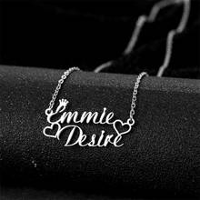 Fashion Custom Double Name Pendant Necklaces for Couple Customized Stainless Steel Crown Heart Nameplate Necklace Jewelry Gifts 2024 - buy cheap