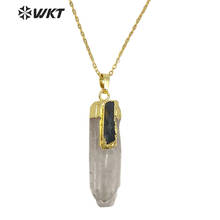 WT-N766 Wholesale Custom Crystal Point Pendant Necklace natural Crystal Quartz Point Stone with blue Kyanite Charm Necklace 2024 - buy cheap