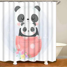 Nordic Mother Panda and Baby Animal Shower Curtain and Rug Set Watercolored Painting Flamingo Rabbit Fox Bath Curtain Mats Decor 2024 - buy cheap