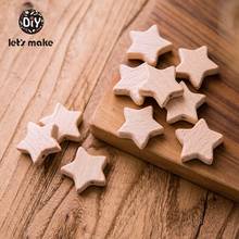 Let's Make Baby Teether Wooden Blanks 50pcs PVC Free DIY Bracelet Necklace Punch Beech Star Teething Beads Toys Tiny Rod Wood 2024 - buy cheap