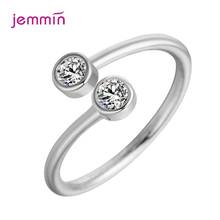 Big Promotion Bijoux Femme Simple Resizable 925 Sterling Silver Double Cubic Zirconia Rings For Women Jewelry Accessories Anel 2024 - buy cheap