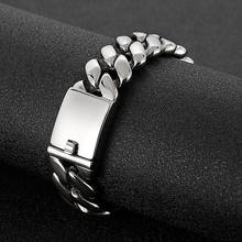 Fashionable Men's Stainless Steel Casting Wide Jewelry European and American Punk Style Diamond Titanium Steel Bracelet 2024 - buy cheap