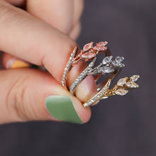 Женское Обручальное кольцо Вечность обручальные кольца с кристаллами листьев Danity для женщин розы золотые ювелирные кольца Подарки 2024 - купить недорого