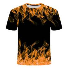 Flame T-shirt 2021 summer top new color flame 3D printing male and female large size short-sleeved casual personalized clothing 2024 - buy cheap