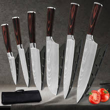 XYj Cooking Knives Set Professional Chef Knife Set Vegetable Meat Cleaver Slicing Santoku Knives+Roll Bag Kitchen Knife Tool 2024 - buy cheap