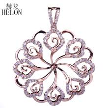 HELON-Colgante de diamantes de estilo floral para mujer, joyería fina de moda, Perla sólida de oro rosa de 14 quilates, 8-15mm 2024 - compra barato