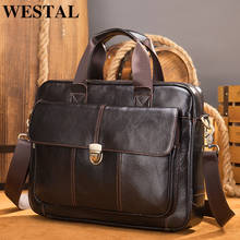 WESTAL Top Genuine homens de couro bag bolsas de ombro marca novos homens briefcase homens de negócios de sacos de viagem tote Men messenger Bags venda quente 2024 - compre barato