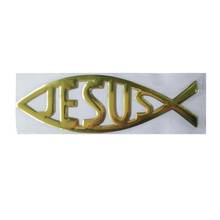 Pegatina 3D de Jesús Fish para coche, emblema cromado de PVC suave, decoración de estilo de coche, calcomanía impermeable, pegatina de estilo cristiano, novedad de 2021 2024 - compra barato