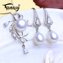 FENASY 925 Sterling Silver Jewelry Sets Natural Pearl Earrings Drop Earrings Custom Bohemian Flower Pendant Necklaces For Women 2024 - buy cheap