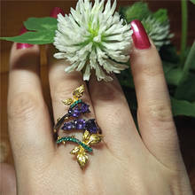 Женское кольцо-бабочка gemb's BALLET, регулируемое кольцо из серебра 925 пробы с натуральным аметистом, 1,46ct 2024 - купить недорого