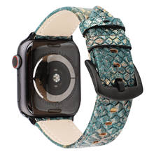 Cobra textur pulseiras de couro para apple watch, 38mm 40mm 42mm 44mm, pulseira de couro iwatch series 2 3 4 5 6 se 2024 - compre barato