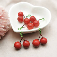 Pendientes colgantes de cereza roja de resina, accesorio flotante, hecho a mano, 25x26mm, FX565, 10 unids/lote 2024 - compra barato