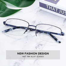 Bluemoky óculos meia armação de metal, óculos masculinos de miopia quadrados, óculos de grau para lentes claras 2024 - compre barato