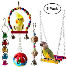 5pcs Parrot Toy Bird Cage Swing Hammock Pet Bird Hanging Bell Hanging Toy Macaw Parrot Love Bird Finches Brids Toy Supplies 2024 - buy cheap